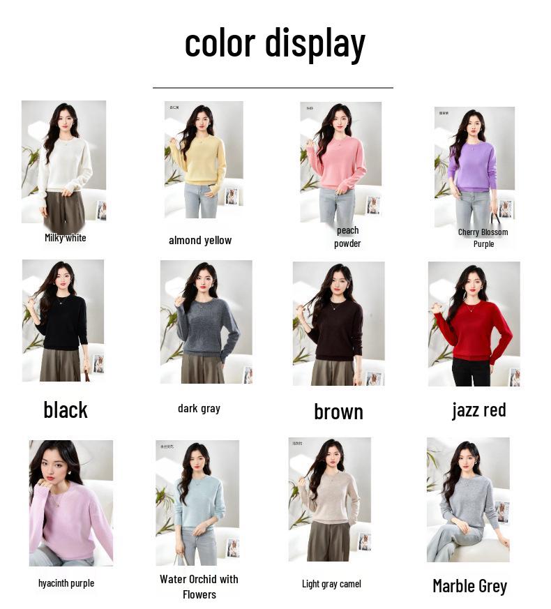 Женский свитер с длинным рукавом из мягкого кашемира с круглым вырезом - Модный, Универсальный и Удобный трикотаж.