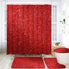 Sparkling Golden Red Shower Curtain Set with Non-Slip Rugs Toilet Lid Cover and Bath Mat Glitter Shower Curtain Bathroom Decor