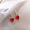 Fashion Trendy White Red Earrings Rhinestone Temperament Heart Shaped Earring for Women Wedding Party Jewelry