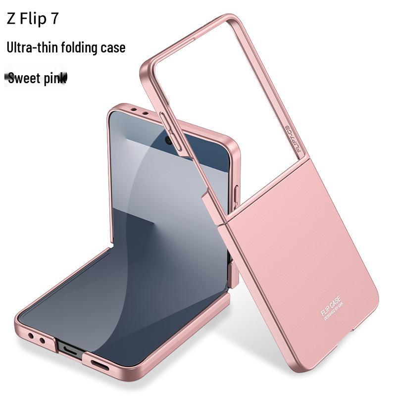 GKK Однотонный противоударный ПК-чехол для Samsung Z Flip7 - Большое окно, Ощущение кожи, Трансграничный, Защита складного экрана