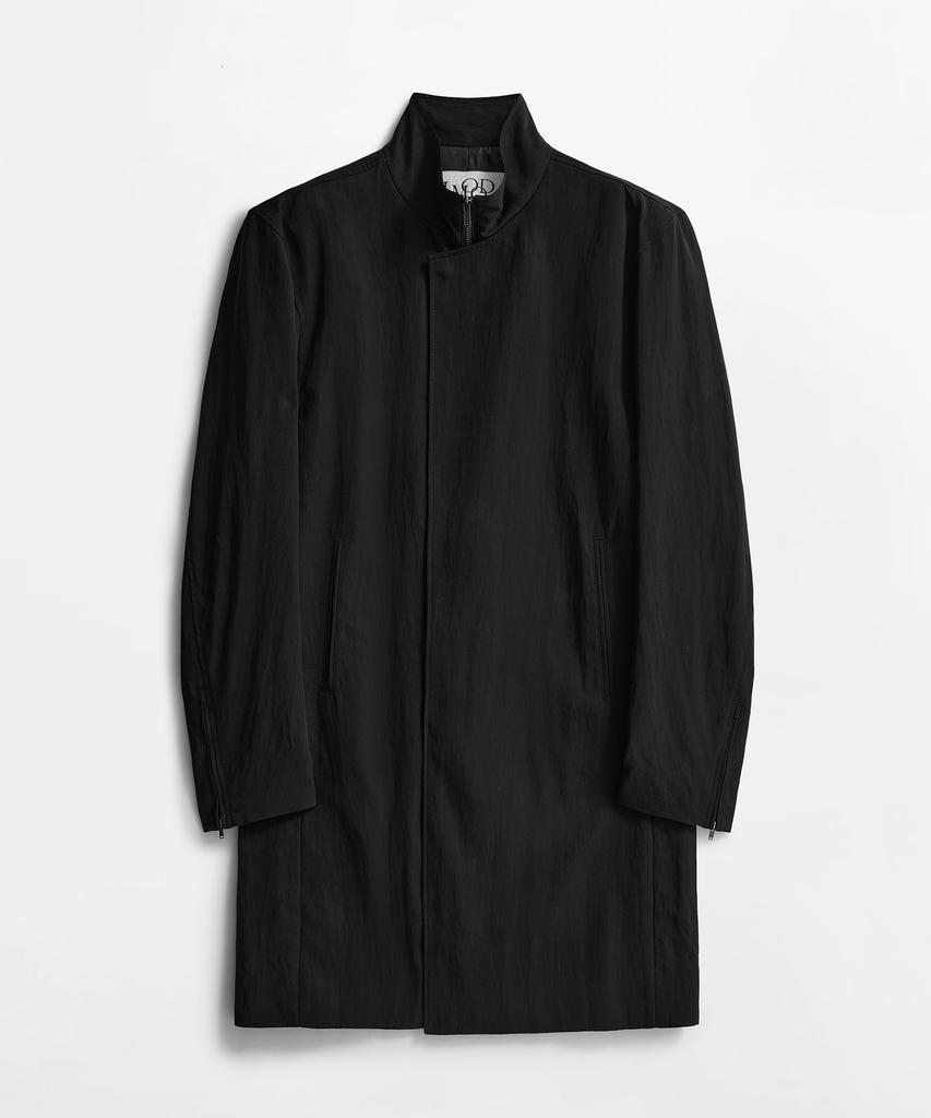 LMOOD Blade Tencel High-Neck Coat Black