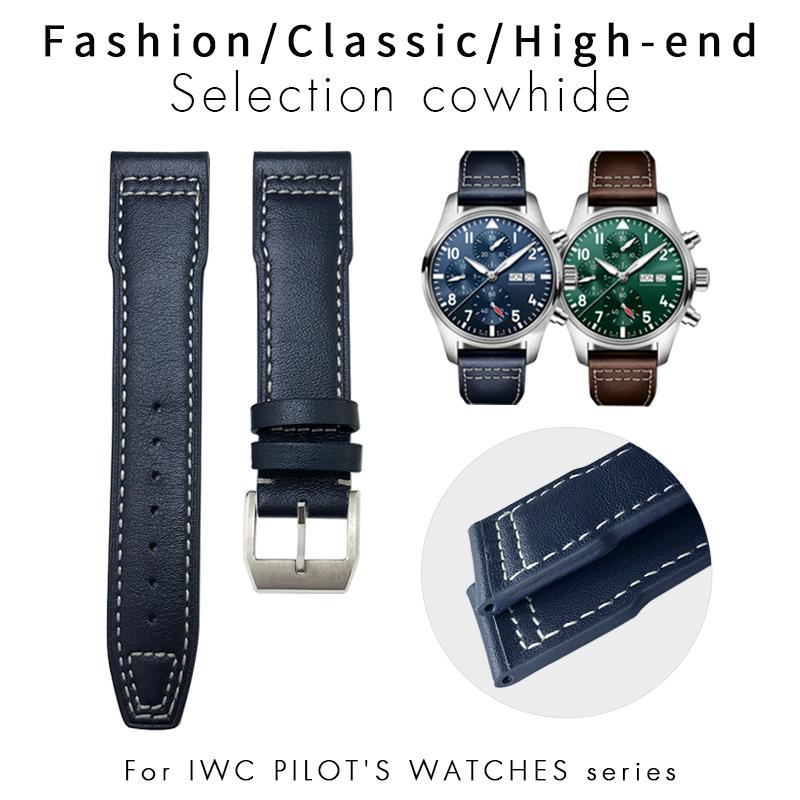 20 мм 21 мм 22 мм Кожаный ремешок для часов из телячьей кожи для IWC Pilot Portugieser Portofino Mark18 IW377714/327004 Ремешок для часов Складная застежка
