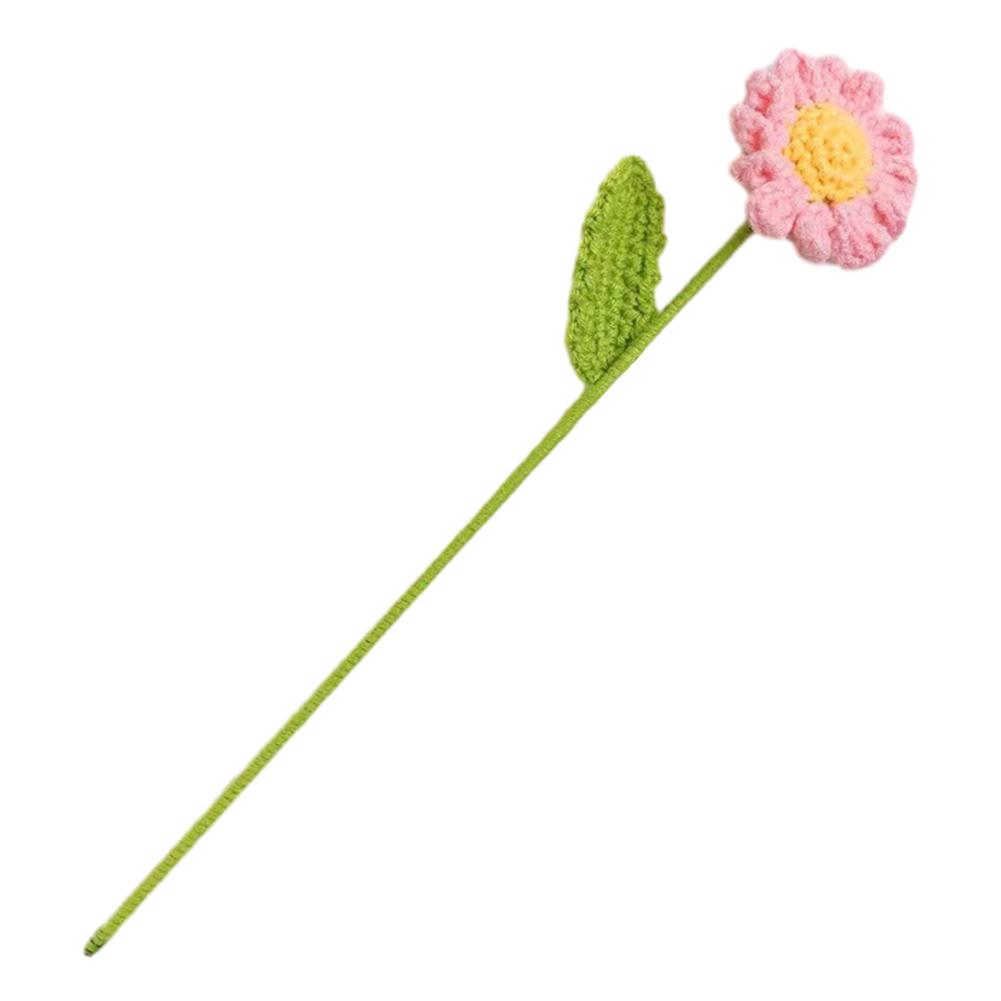 Букет для вязания своими руками Розовый Фиолетовый Подсолнух Ручной вязки Искусственные цветы Вязаный цветок Дом Свадебная вечеринка Стол Крючком Цветочный букет