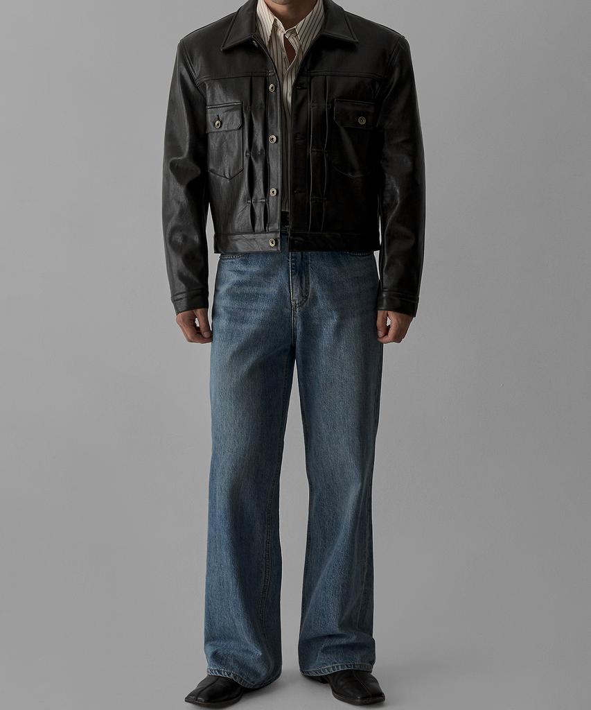 BOWLOW PRODUCT Leather Trucker Jacket [Dark Brown]