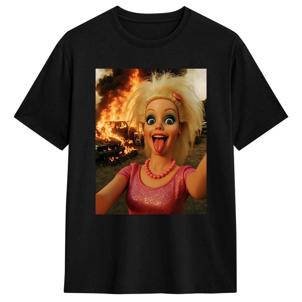 Distressed Doll Face Meme Cotton T Shirt For Adult Summer Y2K Funny T Shirts Hipster Tee Shirt Oversized Cheap Tops