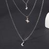 Layered Star Moon Pendant Necklace for Women, Bold Chunky Chain Jewelry, Ins Style Gold-Tone Alloy Stackable Everyday Accessories