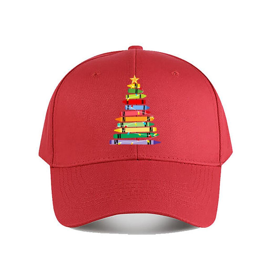 Crayon Christmas Tree With String Lights Baseball Cap Fashion Unisex Sunhat Womens Outdoor Sports