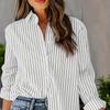 Женская повседневная полосатая рубашка с длинным рукавом на пуговицах