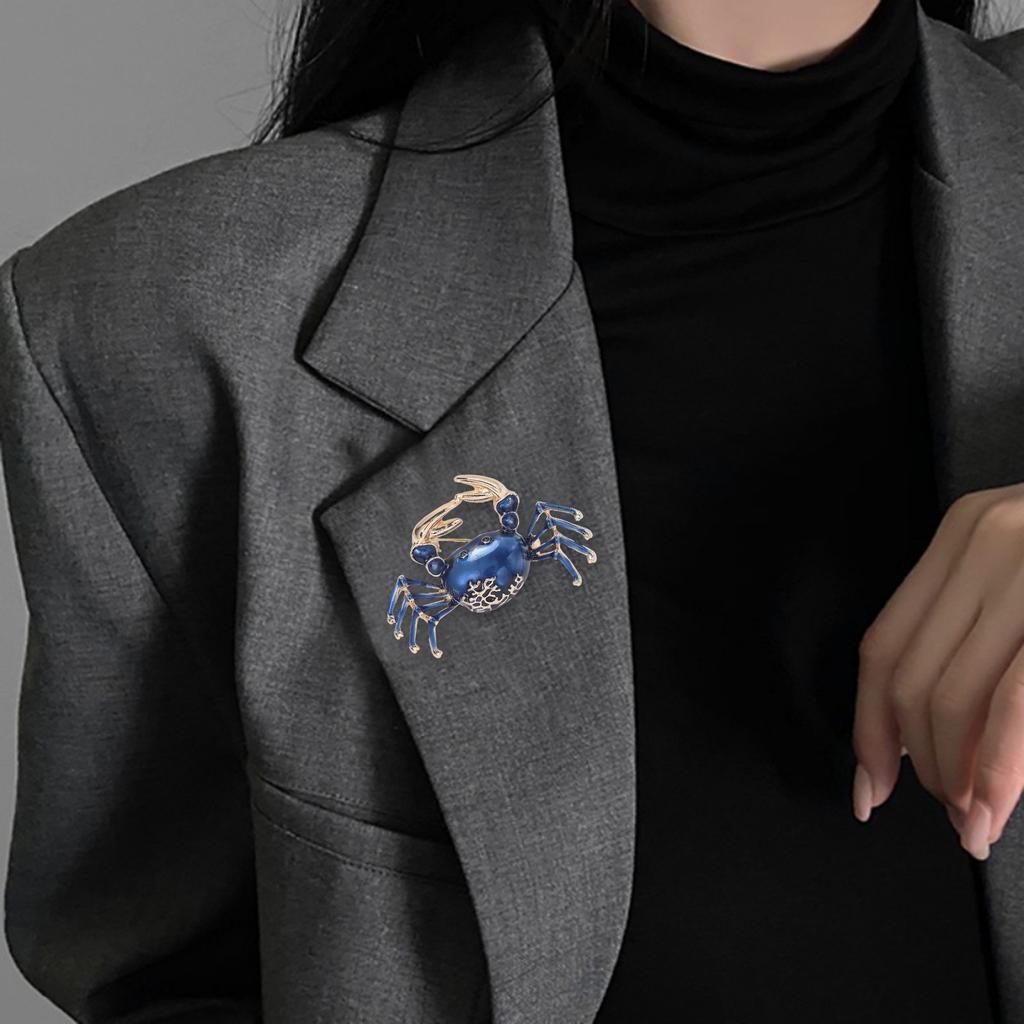 Брошь в форме краба с эмалью в стиле ретро — изысканная булавка из сплава, значок на лацкане костюма, ювелирный подарок, аксессуары для женского пальто