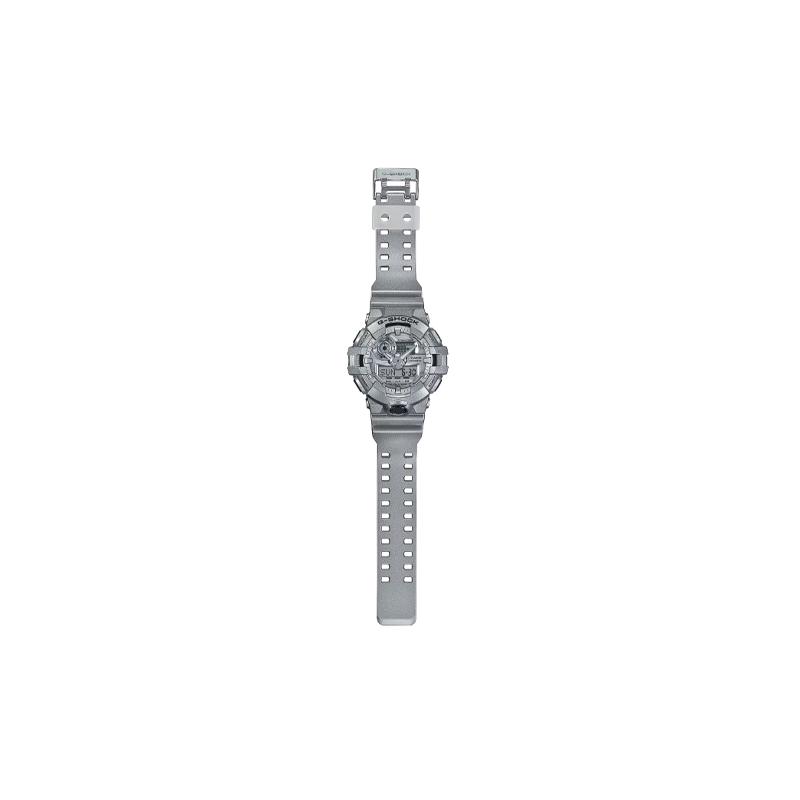 Casio Серия G-SHOCK с двойным дисплеем (ЖК/стрелочным), водонепроницаемость 200 м, кварцевый механизм, полимерный ремешок, японские и корейские часы, унисекс, серебристый GA-700FF-8AJF
