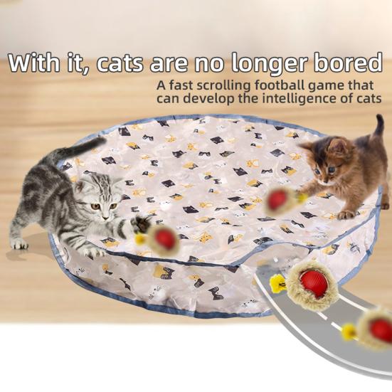 Интерактивные игрушки для кошек, живущих в помещении. Быстро катящийся мяч для игры в прятки. Мячи для кошек с 28-дюймовым игровым ковриком. Развлечения для кошек в помещении.