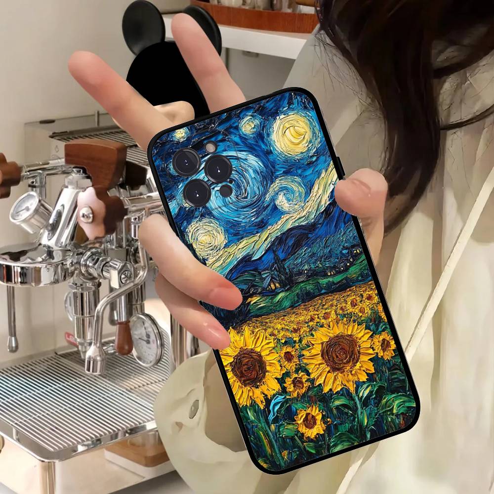 Мультяшный чехол для телефона в стиле Ван Гога для IPhone 17 16 15 14 11 12 13 Mini Pro XS Max Plus Funda Shell