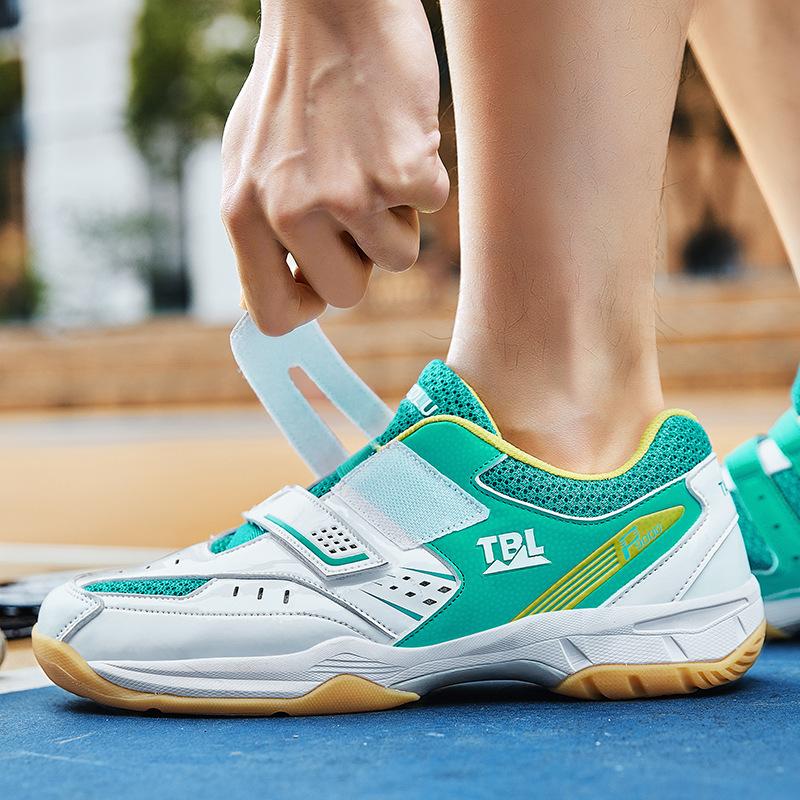 Новые тренировочные бадминтонные кроссовки мужские и женские кроссовки для настольного тенниса с липучками дышащие теннисные кроссовки