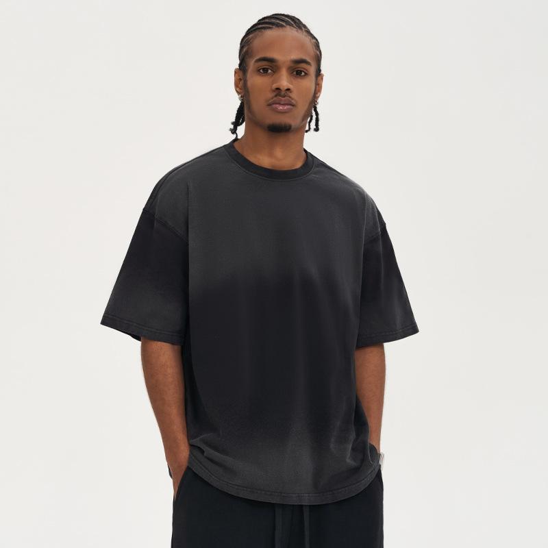 Летняя новая хлопковая стираная старая футболка с короткими рукавами из тай-дай, мужская свободная