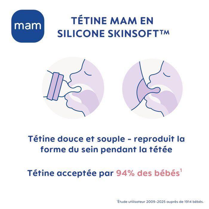 MAM Biberon Verre "Nature" - 260ml - Lin - Tétine Débit 2
