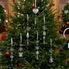 Christmas Tree Crystal Decoration Iridescent Clear Acrylic Snowflake Hanging Ornaments with Drop Pendants for Xmas Tree Holiday Party