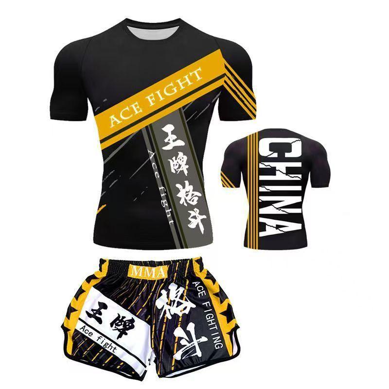 Martial Arts Training Suit Sanda Muay Thai Boxing UFC Style Short Sleeve Shorts Unisex Gym Wear