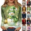 Christmas Women Sweatshirt Designer Round Neck Long Sleeve Loose Casual Christmas Snowman Fun Pattern Print Top