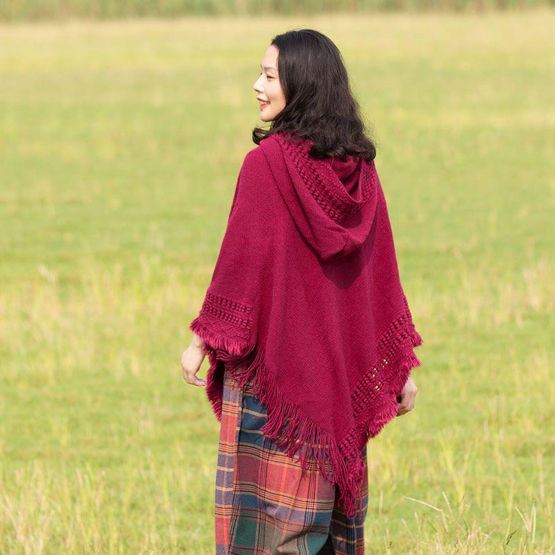 SHANGY2023 Однотонный женский модный шаль-накидка с капюшоном