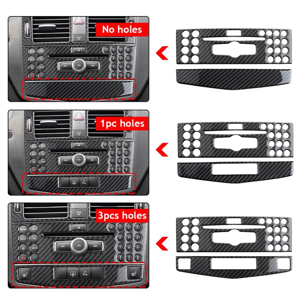 Carbon Fiber Center Console AC Panel Cover Trim for Mercedes C-Class W204 2007-2010
