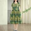 Short Sleeve Plus Size Cotton Vintage Floral New In Dresses for Women Casual Loose Long Summer Dress