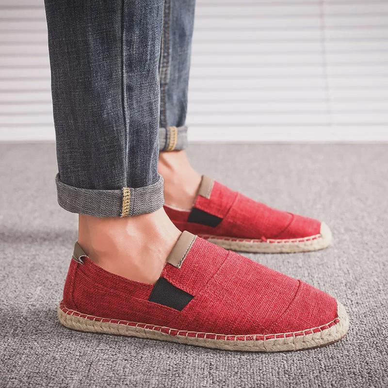 Men's Casual Linen Espadrille Fisherman Canvas Shoes, Large Size, Handmade.