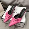Модные новые туфли на высоком каблуке для женщин, элегантные туфли-лодочки с острым носком, изящные туфли-слайды на высоком каблуке для женщин, модные дизайнерские босоножки с бантом для женщин