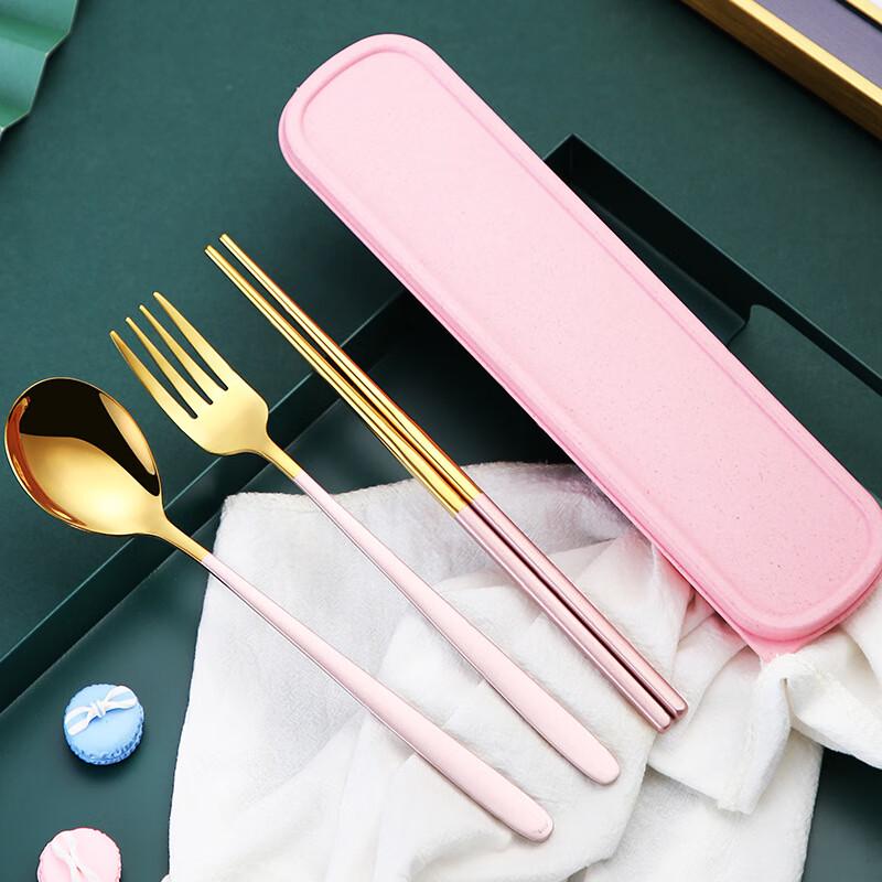 Zhaoran Portable 3-Piece Stainless Steel Chopsticks & Fork Set