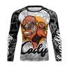 Mens Compression Athletic Base Layer Set - Printed Breathable Stretch Long Sleeve Top Pants Running Gym Cycling Hiking