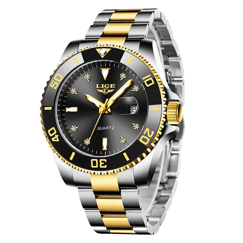 LIGE Новые лучшие брендовые роскошные мужские часы модные повседневные водонепроницаемые кварцевые часы с датой