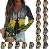 Women's Long Sleeve T-Shirt V-Neck Halloween Printed Casual Basic Tops