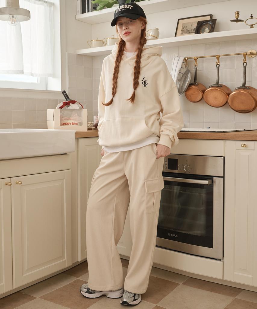 LOSSYROW Corduroy Banding Cargo Pants Cream