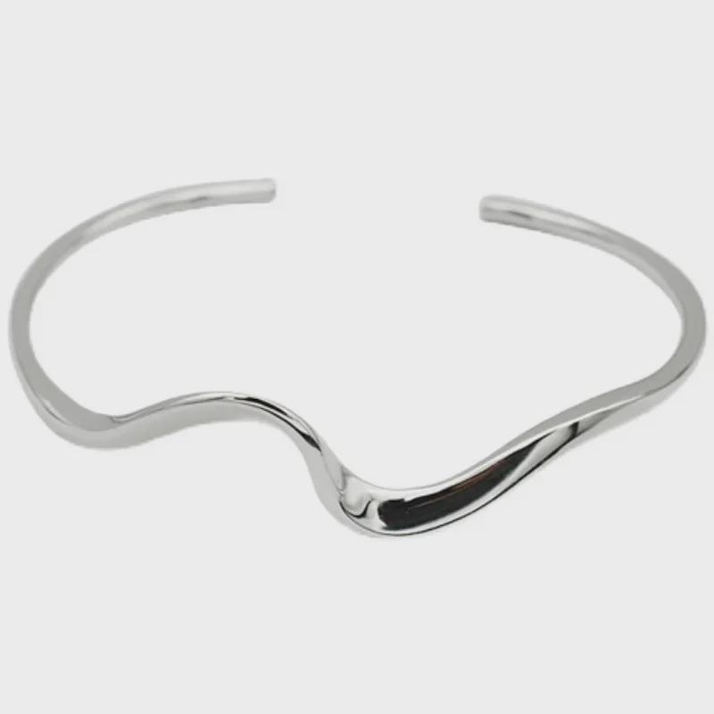 Минималистский браслет Wave Mobius Open из стерлингового серебра S925 для женщин