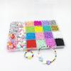 24 Slot Multicolor Baking Paint Beads Set Glass Beads Box Alphabet Pattern Beads for DIY Bracelets