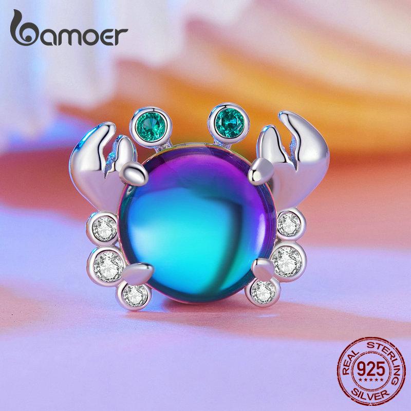 BAMOER Стерлингового Серебра 925 Пробы Мечтательная Серия Oecan Ослепительные Крабовые Бусины Морской Конек Подвески для Женщин Браслет и Ожерелье