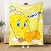 1 шт. Твити, Птица, Желтый Принт Фланелевое Одеяло Подходит для Всех Сезонов, Идеально для Дома, Путешествий или Кемпинга 27