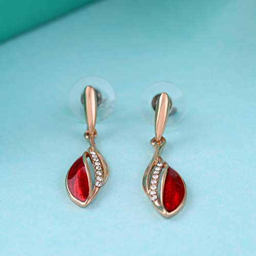 Стильные подвесные серьги Estele из латуни с покрытием из розового золота и красной эмалью для девочек и женщин