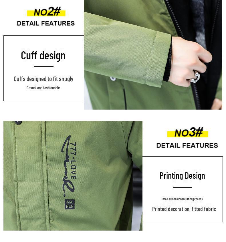 2023 Мужская зимняя ветровка с капюшоном из бархата и меховым воротником — утолщенная повседневная хлопковая куртка средней длины