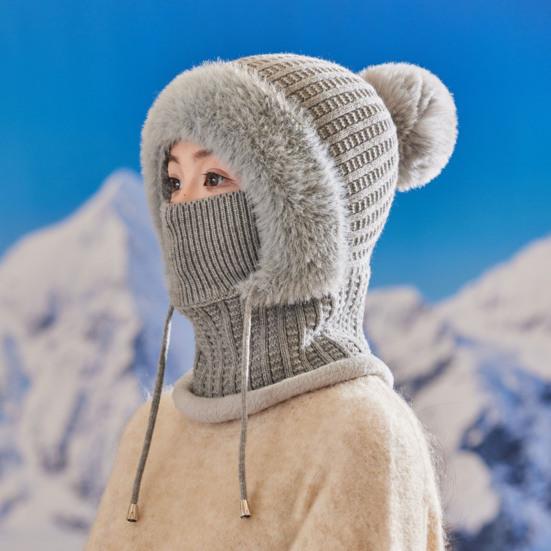 Вязаная шапка женская ветрозащитная утепленная конструкция мягкая флисовая подкладка 3-в-1 зимняя теплая шапка для приключений на открытом воздухе катания на лыжах пеших походов головной убор