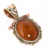 Natural Carnelian Gemstone Two Tone 925 Solid Sterling Silver Pendant 1.3 P7z03
