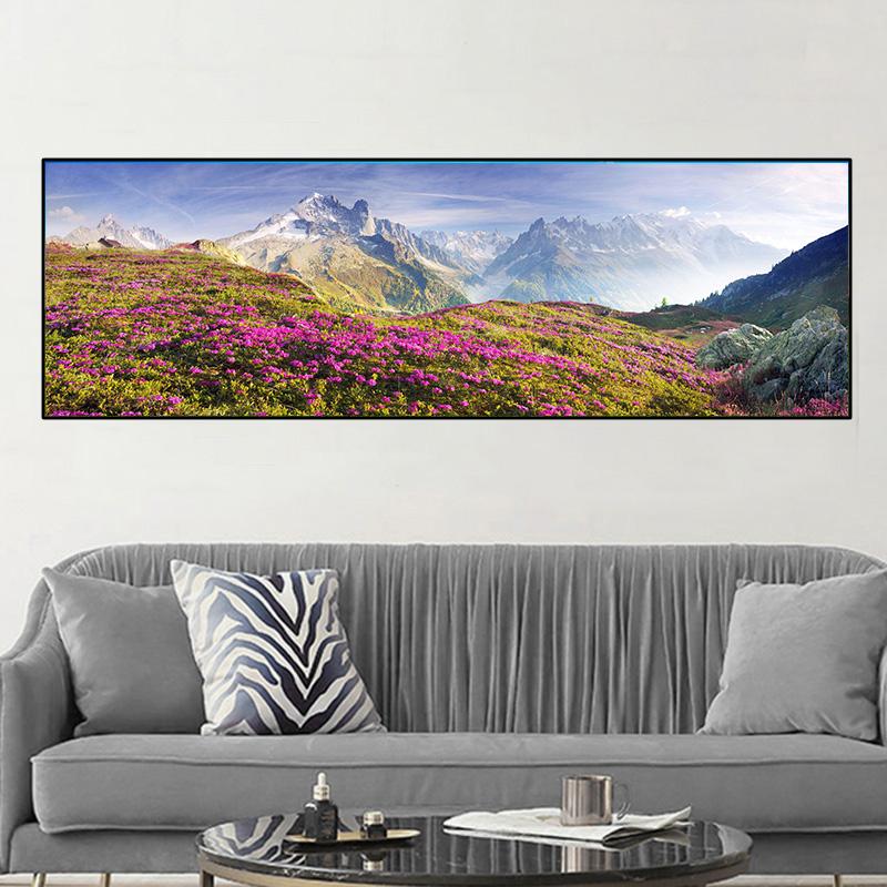 Lavender Field Painting, Landscape, Sunset, Flowers, Posters, Canvas, Painting, Wall Art Paintings for the Living Room, Home Decor, No Frame