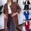 Осень-зима Женская куртка с отложным воротником, однотонное однобортное пальто средней длины