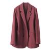 Women Suit Coat Lapel Long Sleeve Double Breasted Suit Jacket with Pockets Solid Color Loose Fit