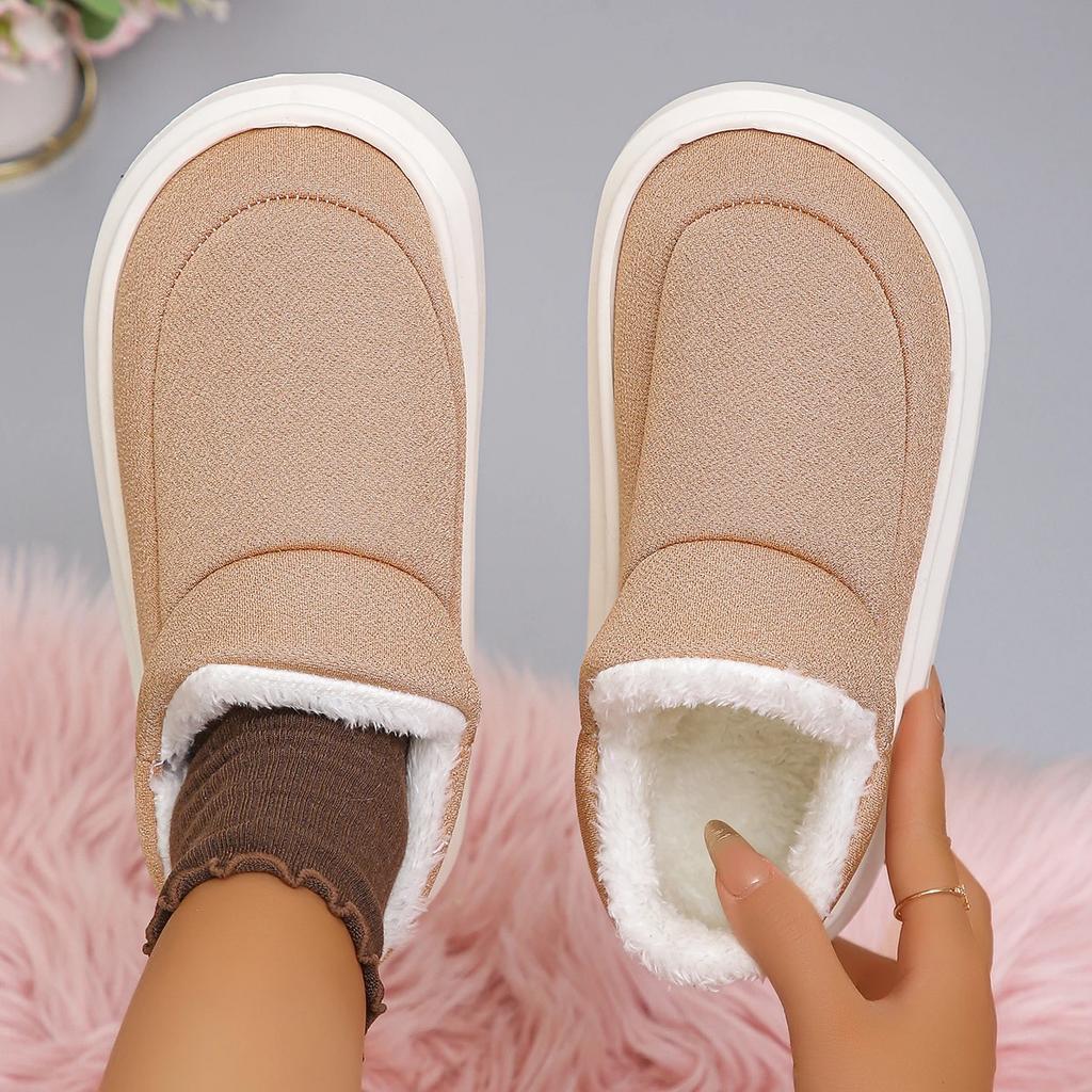 Мода 2024 Новые Слипоны Удобные На толстой подошве Повседневные Холодостойкие Женские Ботинки Зимняя Мода Круглый носок На плоском каблуке Теплые Снежные Ботинки