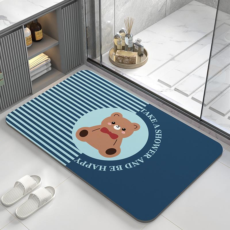Диатомовая грязь абсорбирующий коврик, коврик для пола в туалете, быстросохнущий коврик для ног с противоскользящим покрытием у двери в ванную, мультяшный милый туалетный мягкий ковер