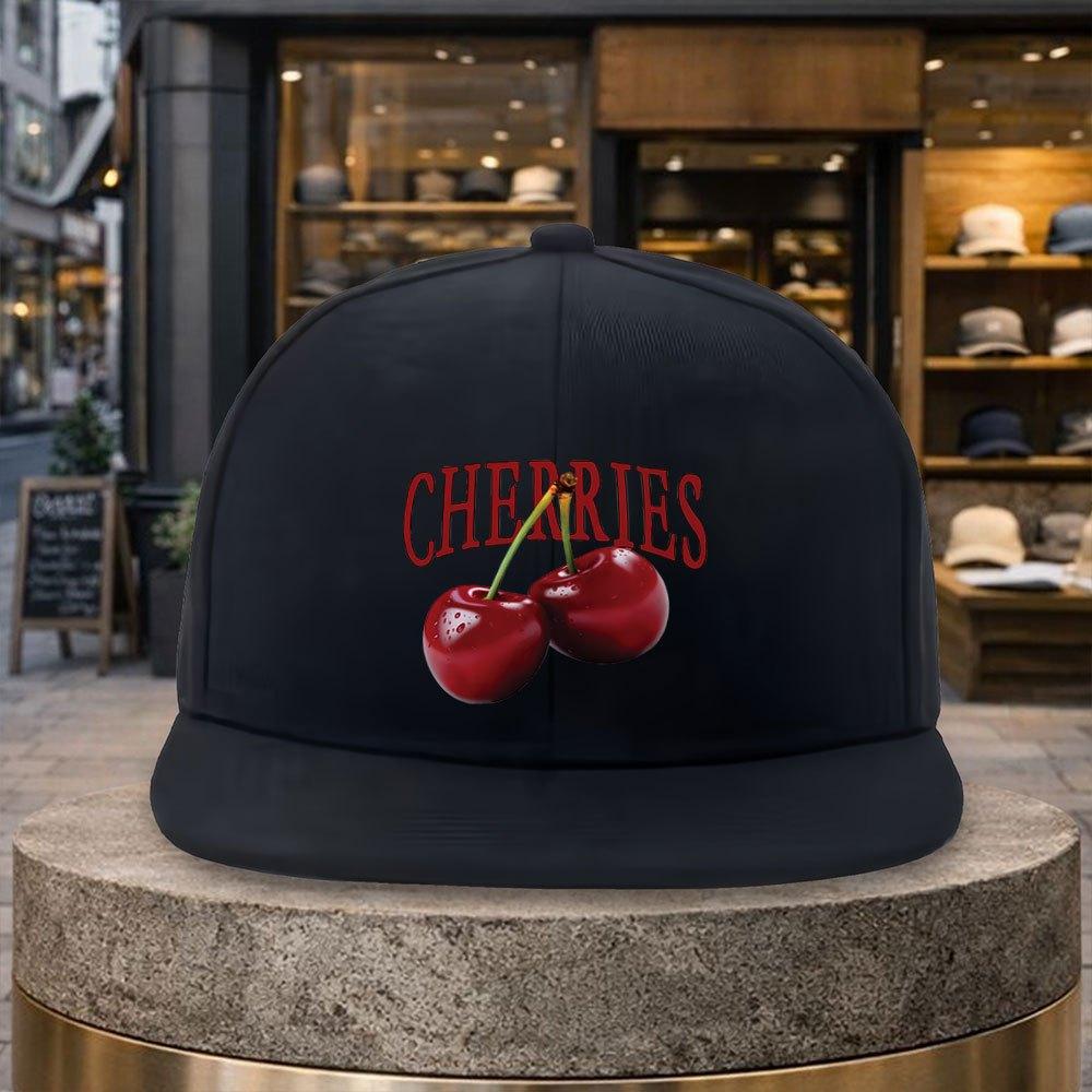 pc Cherry Print Baseball Cap Adjustable Duckbill Hat with Cherry Lightweight Flat Brim Suitable for Golf Travel Mardi Gras