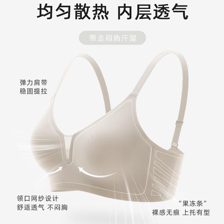 Genuine small cool breeze seamless underwear women's summer thin small breasts gather and close sub-breasts, jelly strips, anti-sagging bra cover
