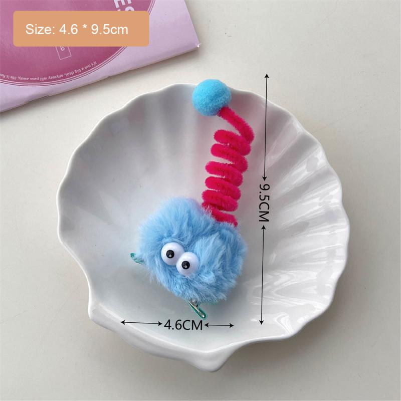 Cartoon Big Eyes Plush Ball Hairpins for Women Girls Funny Rainbow Color Ugly Doll Bangs Side Duck Bill Clips Barrettes Headwear