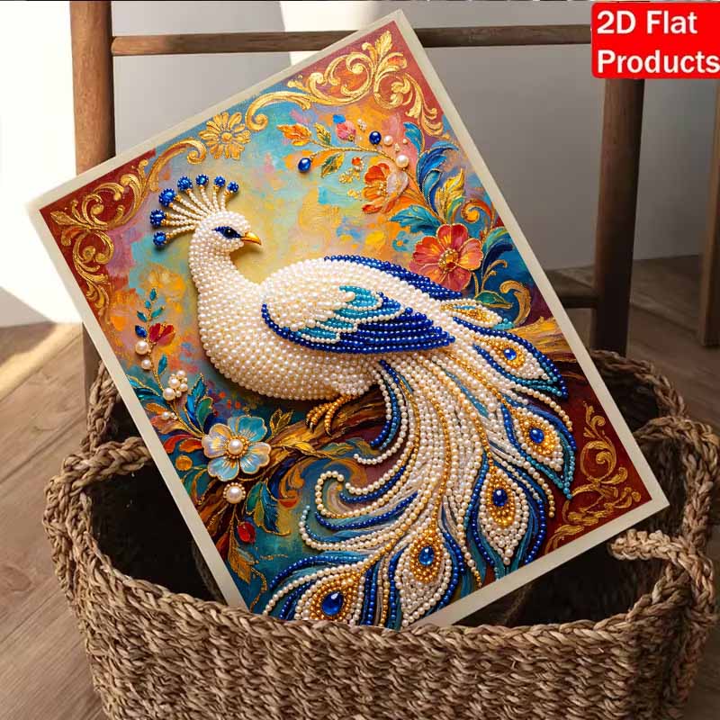 Pearl Painting 5D DIY Peacock Pearl Gemstone Art Diamond Painting Kit for Adults/Beginners Gift Ideas Home Decor Wall Art Craft