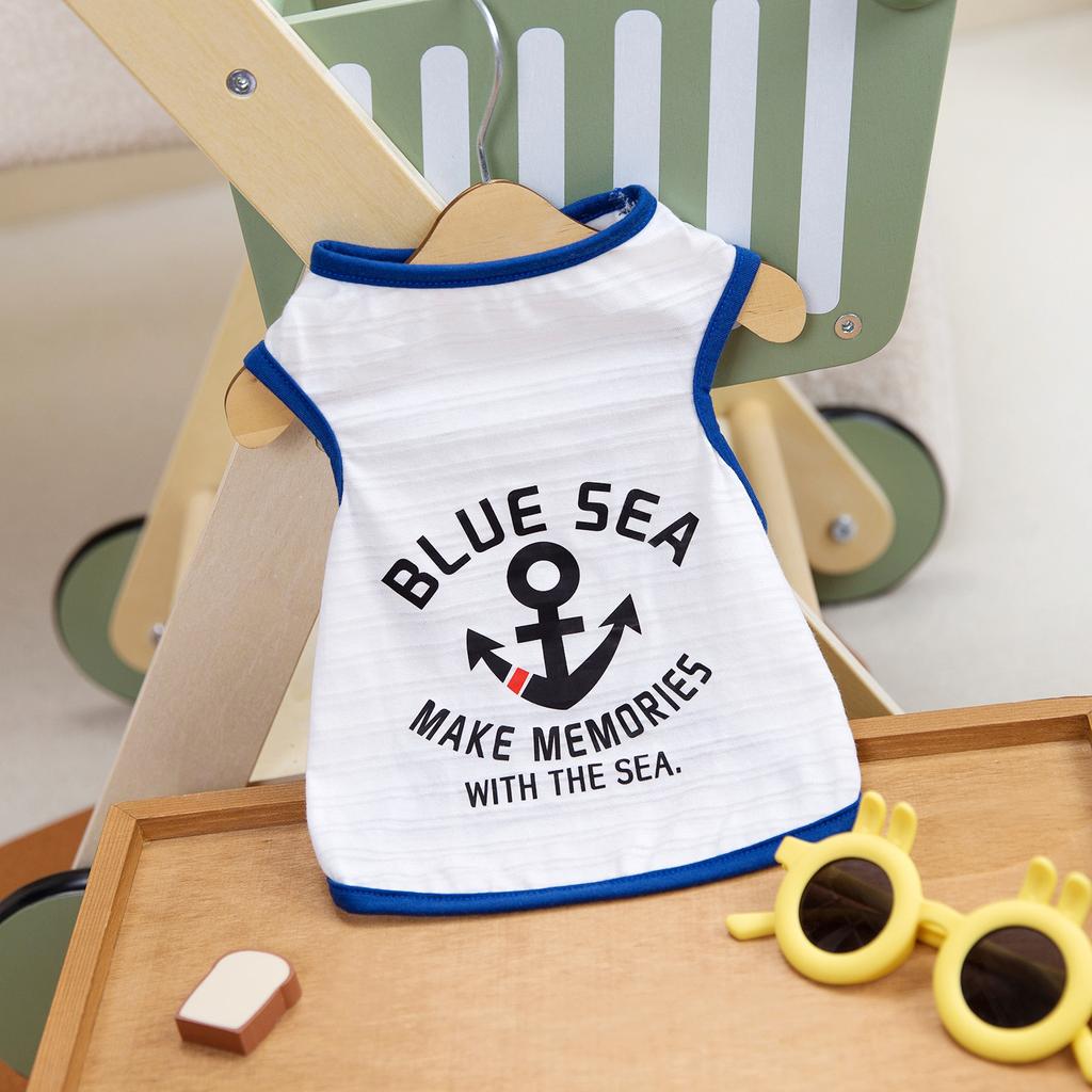 Dog Clothes Summer Sailor Vest Sling Teddy Bigbear Small Dog Cool Breathable Play Pet Clothing